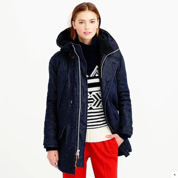 J CREW Collection Japanese Denim Burbridge Parka - Picture 1 of 3